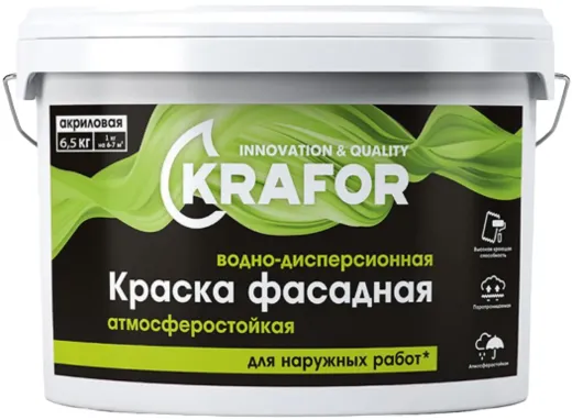 Крафор Фасадная водно-дисперсионная акриловая атмосферостойкая краска Крафор Фасадная водно-дисперсионная акриловая атмосферостойкая краска недорого с доставкой