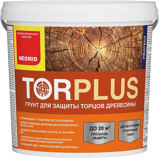 Неомид Tor Plus грунт для защиты торцов древесины Неомид Tor Plus грунт для защиты торцов древесины