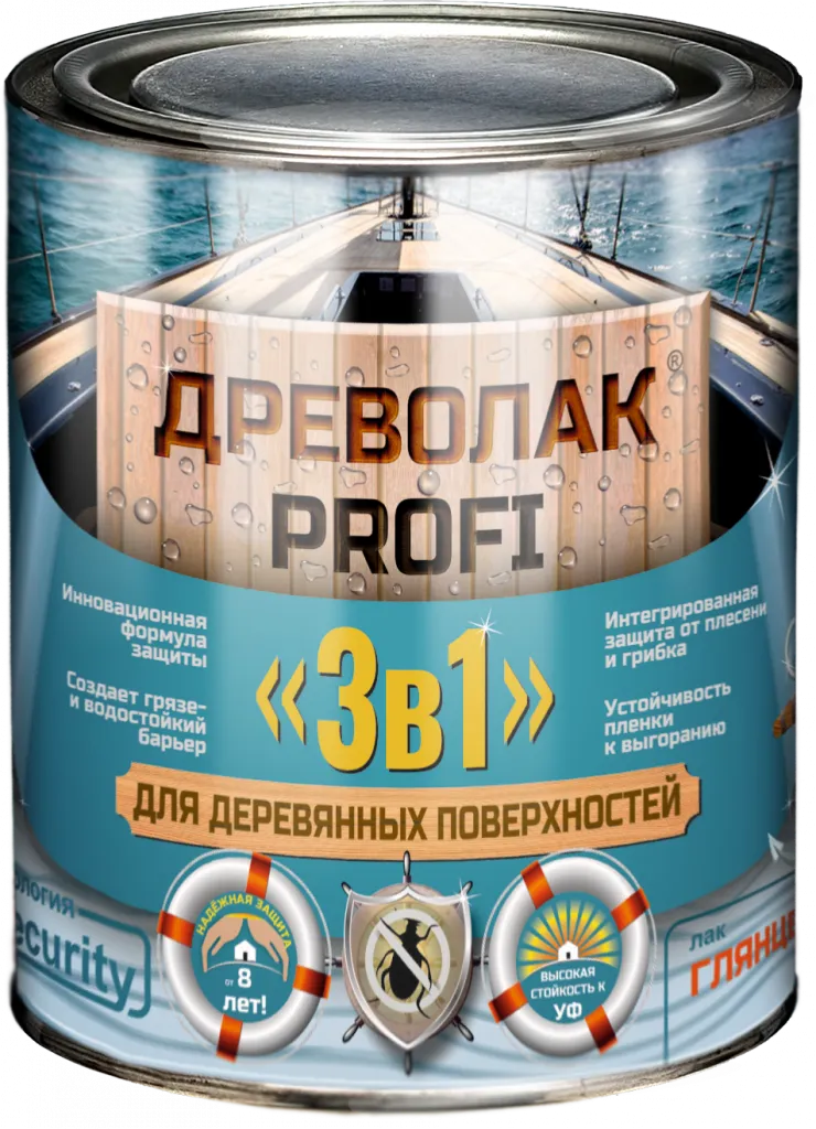 Древолак PROFI «3 в 1» (износостойкий глянцевый лак «3 в 1» для дерева)