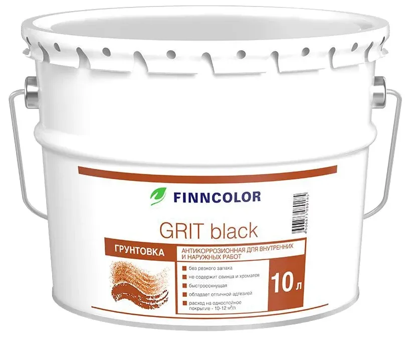 Финнколор Grit Black грунтовка антикоррозионная для внутренних и наружных работ Финнколор Grit Black грунтовка антикоррозионная для внутренних и наружных работ