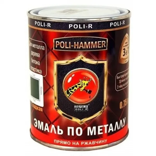Эмаль по ржавчине гладкая Poli-Hammer