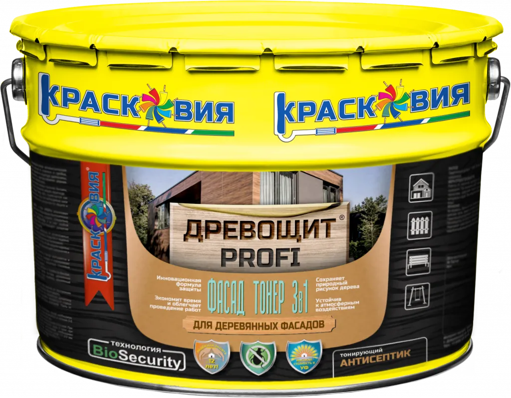 Древощит PROFI «Фасад Тонер 3в1» (тонирующая антисептическая пропитка)