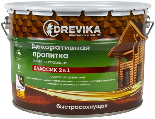 Drevika Классик 2 в 1 пропитка декоративная защитно-красящая быстросохнущая Drevika Классик 2 в 1 пропитка декоративная защитно-красящая быстросохнущая недорого с доставкой
