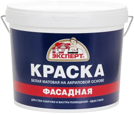 Эксперт Фасадная краска белая матовая на акриловой основе Эксперт Фасадная краска белая матовая на акриловой основе