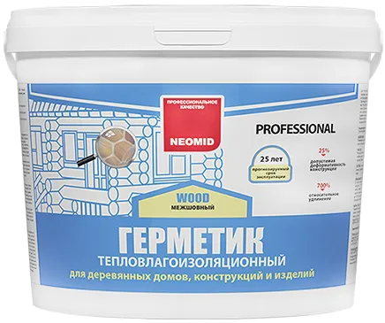 Неомид Wood Professional Межшовный герметик тепловлагоизоляционный Неомид Wood Professional Межшовный герметик тепловлагоизоляционный