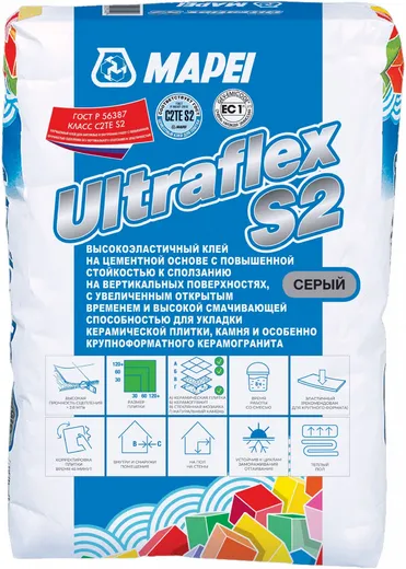 Mapei Ultraflex S2 клей для укладки крупноформатного керамогранита и плитки