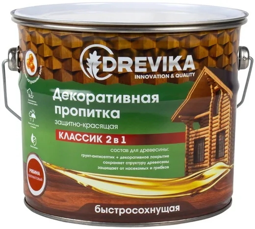 Drevika Классик 2 в 1 пропитка декоративная защитно-красящая быстросохнущая Drevika Классик 2 в 1 пропитка декоративная защитно-красящая быстросохнущая недорого с доставкой