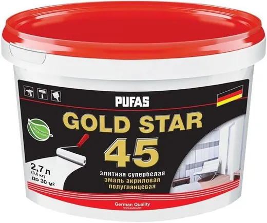 Пуфас Gold Star 45 эмаль акриловая супербелая полуглянцевая