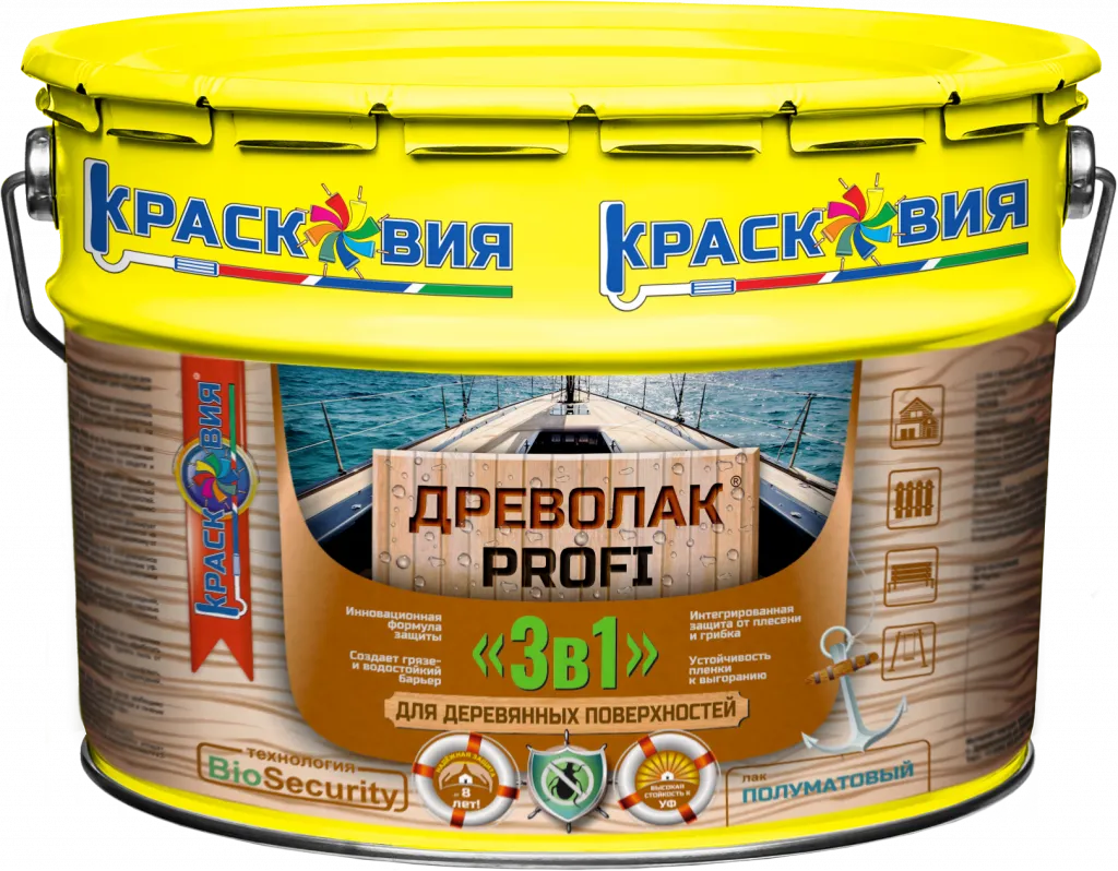 Древолак PROFI «3 в 1» (износостойкий полуматовый лак «3 в 1» для дерева)