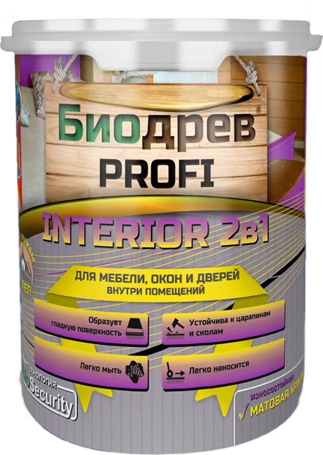 Биодрев PROFI «INTERIOR 2в1» (износостойкая матовая краска для мебели, окон и дверей) Биодрев PROFI «INTERIOR 2в1» (износостойкая матовая краска для мебели, окон и дверей) недорого с доставкой