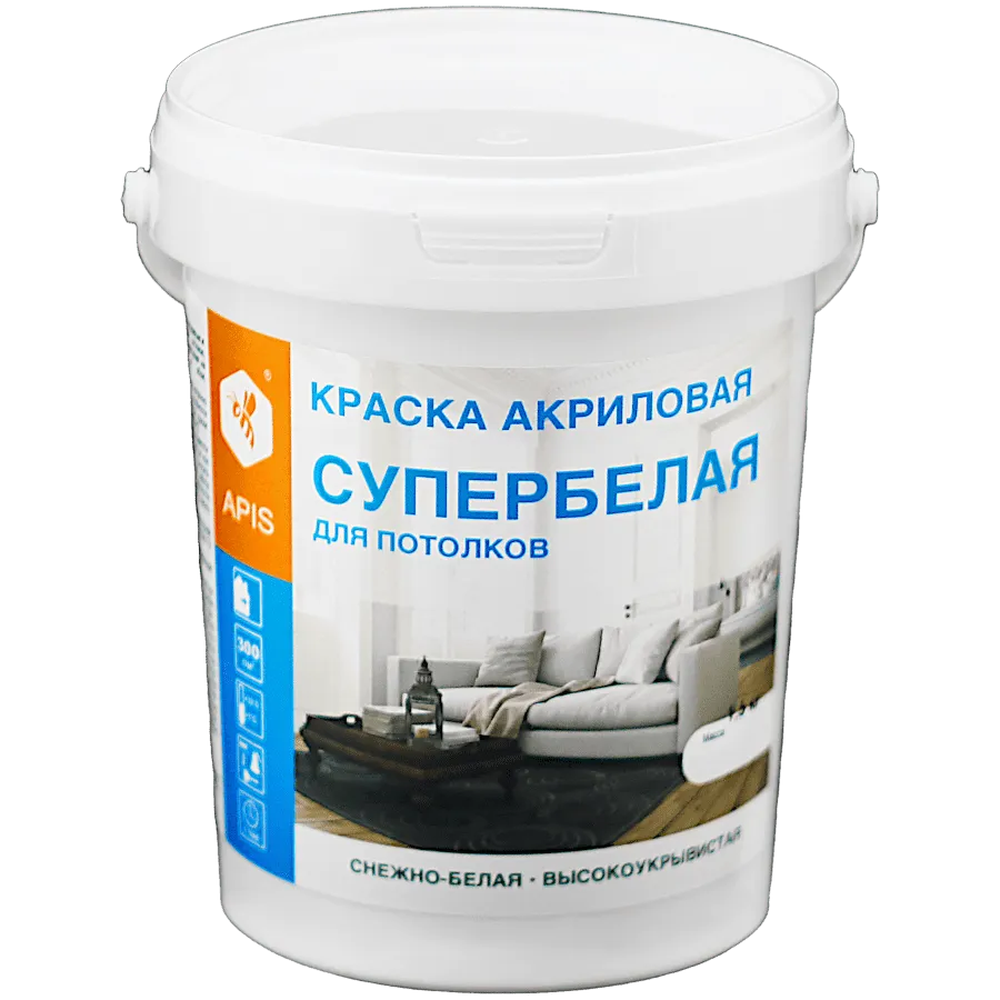 Краска акриловая APIS для потолков супербелая Краска акриловая APIS для потолков супербелая недорого с доставкой