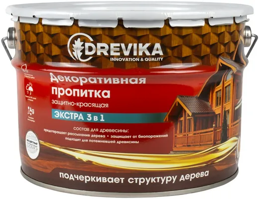 Drevika Экстра 3 в 1 пропитка декоративная защитно-красящая Drevika Экстра 3 в 1 пропитка декоративная защитно-красящая недорого с доставкой