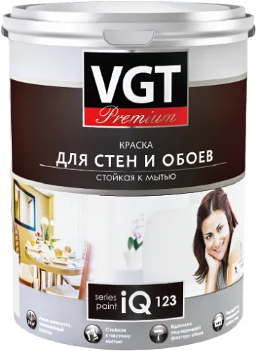 ВГТ Premium IQ 123 краска для стен и обоев стойкая к мытью