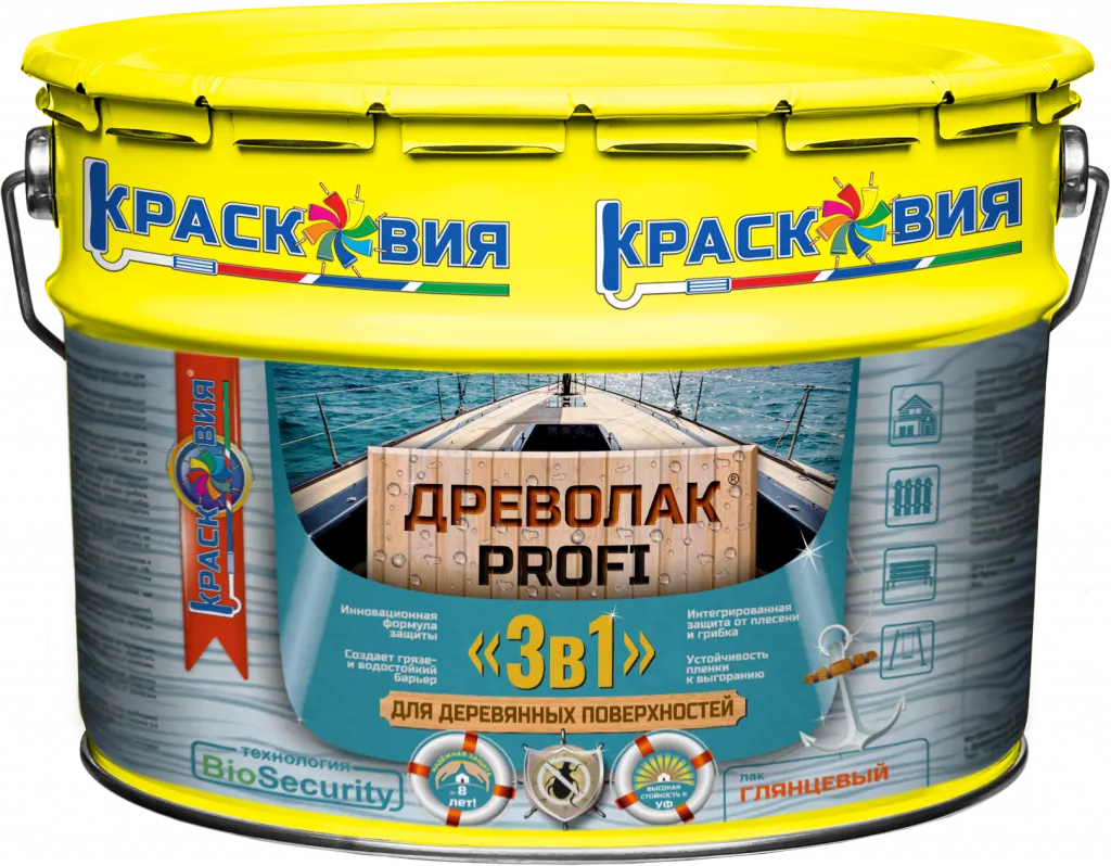 Древолак PROFI «3 в 1» (износостойкий глянцевый лак «3 в 1» для дерева)
