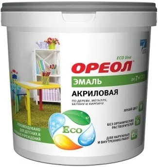 Ореол Eco Line эмаль акриловая по дереву, металлу, бетону и кирпичу Ореол Eco Line эмаль акриловая по дереву, металлу, бетону и кирпичу