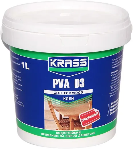 Krass ПВА PVA D3 клей для древесины водостойкий Krass ПВА PVA D3 клей для древесины водостойкий