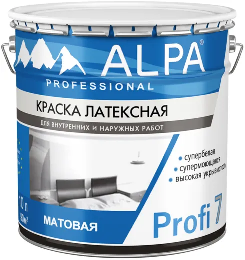 Alpa Profi 7 краска латексная супермоющаяся супербелая Alpa Profi 7 краска латексная супермоющаяся супербелая недорого с доставкой