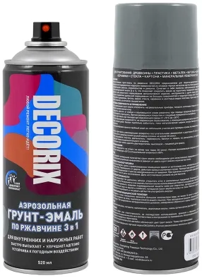 Decorix грунт-эмаль аэрозольная по ржавчине 3 в 1 глянцевая Decorix грунт-эмаль аэрозольная по ржавчине 3 в 1 глянцевая недорого с доставкой