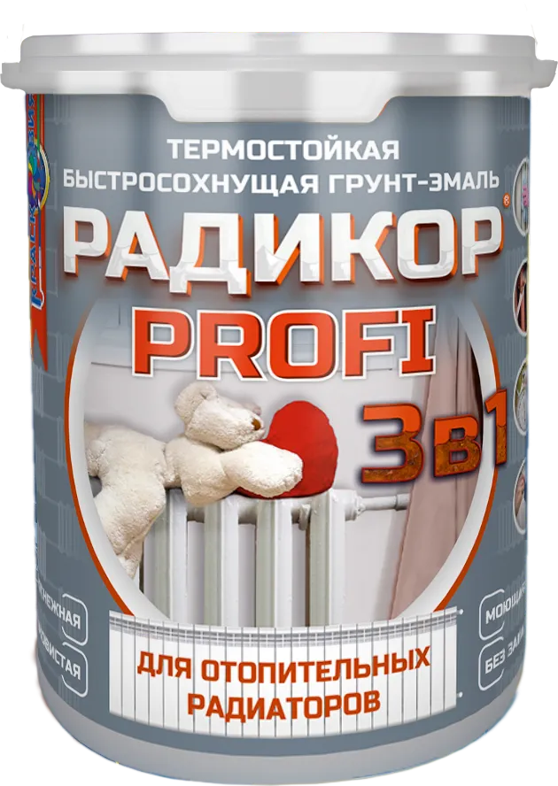 Радикор PROFI «3 в 1» (термостойкая грунт-эмаль без запаха для радиаторов и батарей)