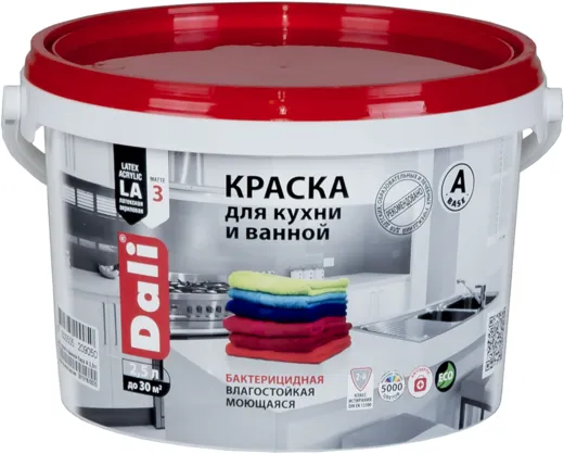 Dali краска для кухни и ванной латексная акриловая Dali краска для кухни и ванной латексная акриловая