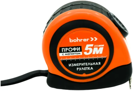 Bohrer Профи рулетка с автостопом и магнитным зацепом Bohrer Профи рулетка с автостопом и магнитным зацепом недорого с доставкой