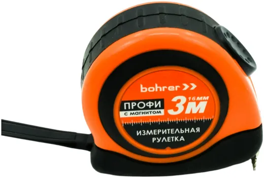 Bohrer Профи рулетка с автостопом и магнитным зацепом Bohrer Профи рулетка с автостопом и магнитным зацепом недорого с доставкой