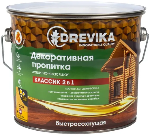 Drevika Классик 2 в 1 пропитка декоративная защитно-красящая быстросохнущая Drevika Классик 2 в 1 пропитка декоративная защитно-красящая быстросохнущая недорого с доставкой