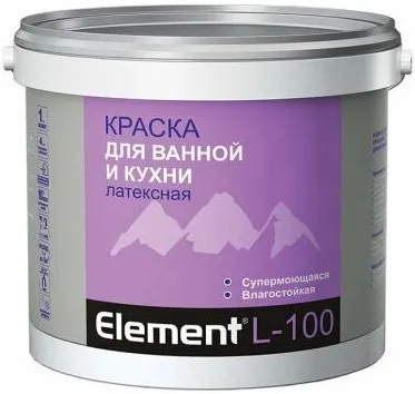 Alpa Element L-100 краска для ванной и кухни латексная супермоющаяся Alpa Element L-100 краска для ванной и кухни латексная супермоющаяся