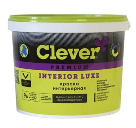 CLEVER INTERIOR LUXE краска акриловая интерьерная высокопрочная моющаяся с СМС