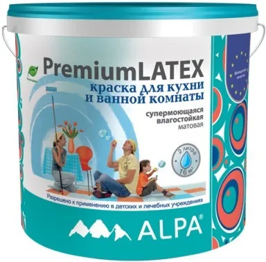 Alpa Premium Latex краска для кухонь и ванных комнат супермоющаяся влагостойкая Alpa Premium Latex краска для кухонь и ванных комнат супермоющаяся влагостойкая