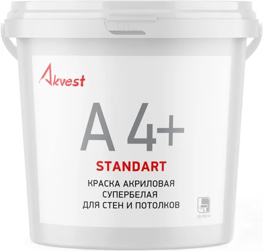 Аквест Standart A 4+ краска акриловая для стен и потолков супербелая Аквест Standart A 4+ краска акриловая для стен и потолков супербелая недорого с доставкой