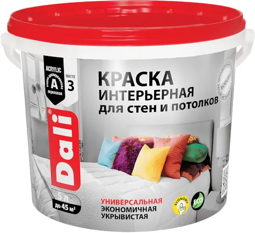 Dali Интерьерная акриловая водно-дисперсионная краска для стен и потолков Dali Интерьерная акриловая водно-дисперсионная краска для стен и потолков недорого с доставкой