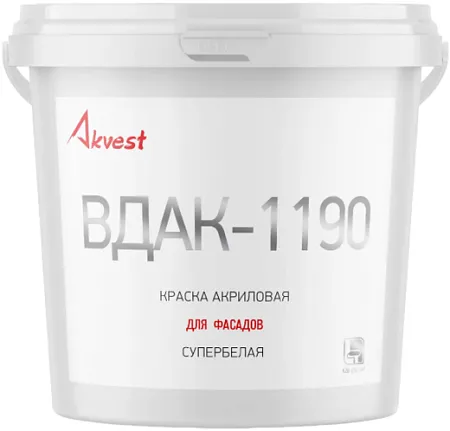 Аквест ВДАК-1190 краска акриловая для фасадов супербелая Аквест ВДАК-1190 краска акриловая для фасадов супербелая