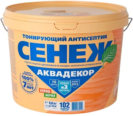Сенеж Аквадекор тонирующий антисептик на алкидно-акрилатной основе Сенеж Аквадекор тонирующий антисептик на алкидно-акрилатной основе