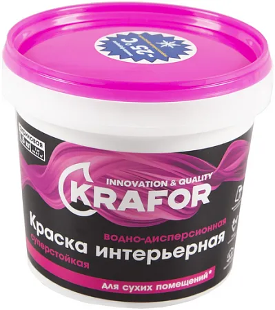 Крафор Интерьерная водно-дисперсионная акриловая суперстойкая краска Крафор Интерьерная водно-дисперсионная акриловая суперстойкая краска