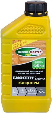 Woodmaster Prof Биосепт Ультра невымываемый биозащитный состав для древесины концентрат Woodmaster Prof Биосепт Ультра невымываемый биозащитный состав для древесины концентрат