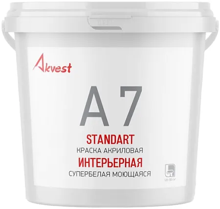 Аквест Standart A 7 краска акриловая интерьерная моющаяся Аквест Standart A 7 краска акриловая интерьерная моющаяся