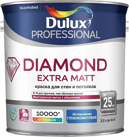 Dulux Professional Diamond Extra Matt износостойкая краска для стен и потолков Dulux Professional Diamond Extra Matt износостойкая краска для стен и потолков