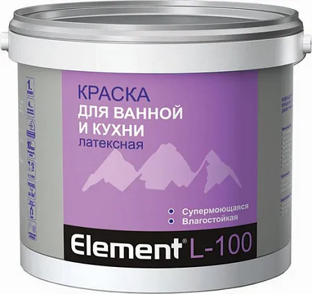 Alpa Element L-100 краска для ванной и кухни латексная супермоющаяся Alpa Element L-100 краска для ванной и кухни латексная супермоющаяся