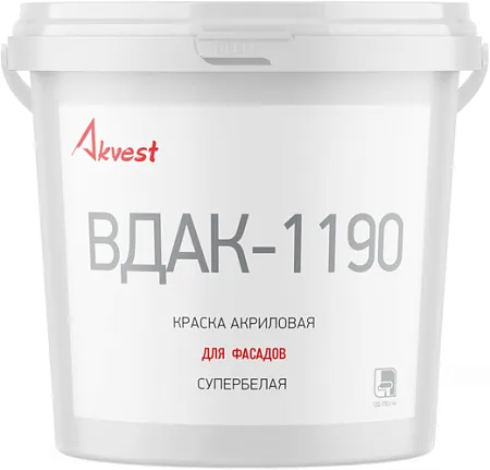 Аквест ВДАК-1190 краска акриловая для фасадов супербелая Аквест ВДАК-1190 краска акриловая для фасадов супербелая