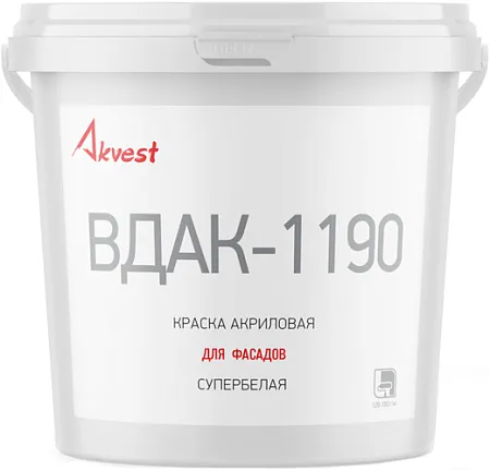 Аквест ВДАК-1190 краска акриловая для фасадов супербелая Аквест ВДАК-1190 краска акриловая для фасадов супербелая