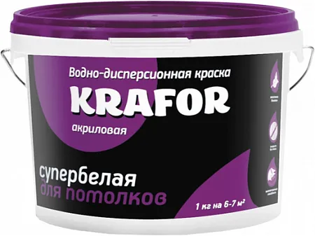 Крафор водно-дисперсионная краска акриловая для потолков Крафор водно-дисперсионная краска акриловая для потолков