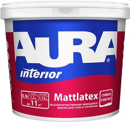 Аура Interior Mattlatex высококачественная моющаяся краска для стен и потолков Аура Interior Mattlatex высококачественная моющаяся краска для стен и потолков