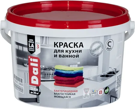 Dali краска для кухни и ванной латексная акриловая Dali краска для кухни и ванной латексная акриловая