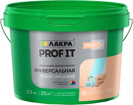 Лакра Prof It эмаль водно-дисперсионная универсальная полуглянцевая Лакра Prof It эмаль водно-дисперсионная универсальная полуглянцевая недорого с доставкой