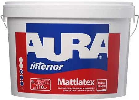 Аура Interior Mattlatex высококачественная моющаяся краска для стен и потолков Аура Interior Mattlatex высококачественная моющаяся краска для стен и потолков