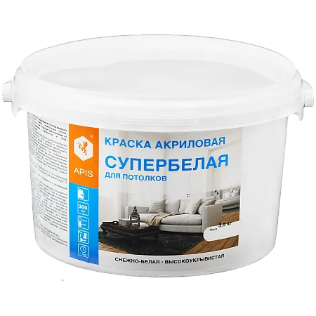 Краска акриловая APIS для потолков супербелая Краска акриловая APIS для потолков супербелая