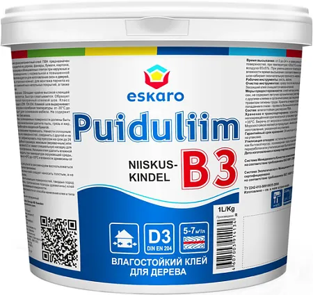 Eskaro Puiduliim Niiskuskindel B3 влагостойкий клей для древесины Eskaro Puiduliim Niiskuskindel B3 влагостойкий клей для древесины