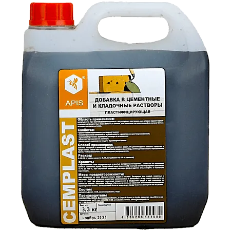 Пластификатор APIS CEMPLAST добавка в штукатурные и кладочные растворы Пластификатор APIS CEMPLAST добавка в штукатурные и кладочные растворы