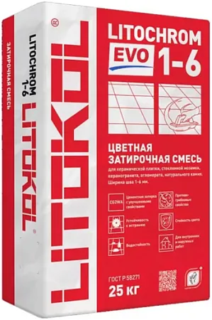 Литокол Litochrom 1-6 Evo цветная цементная затирка для швов Литокол Litochrom 1-6 Evo цветная цементная затирка для швов